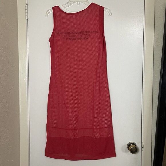 HELMUT LANG Re-Edition Archive Diamond Head Mesh Layered Red Tank Dress Medium - Picture 8 of 9